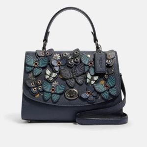 Coach Tilly Top Handle with Butterfly Appliqué in Midnight Bag